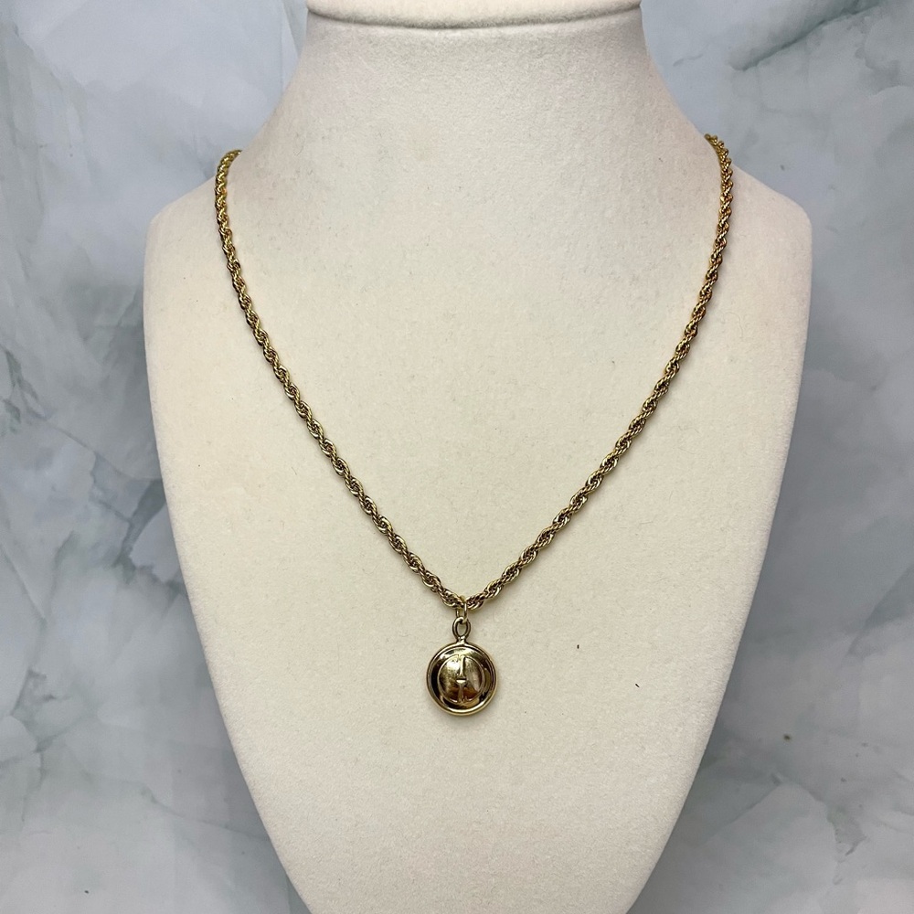 Upcycled GG Gold Button Rope Chain Necklace